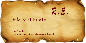 Rövid Ervin névjegykártya